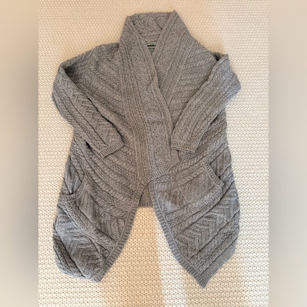 Irish Wool Cable Knit Shawl Cardigan - Women Sweater